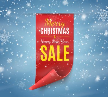 Noel indirimi bayrağı. Vektör kurdelesi