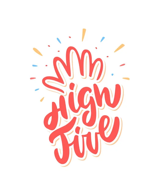 High five. Congratulations. Vector lettering. — Stock Vector