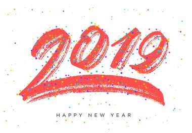 Mutlu yeni yıl 2019. Tebrik kartı.