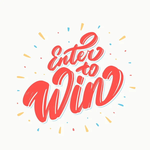 ENTER om te winnen. Vector belettering. — Stockvector