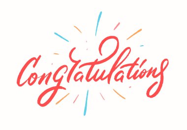 Kutlarım. Tebrik kartı. Vektör harfleri.