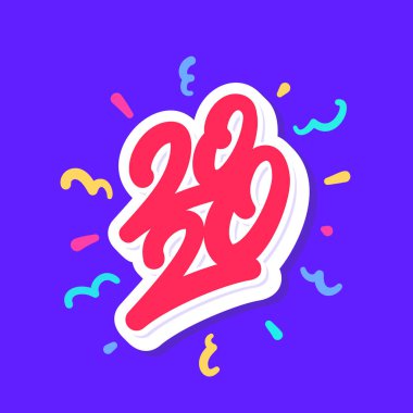 2020 yılı. - Mutlu yıllar. Tebrik kartı. Vektör harfleri.