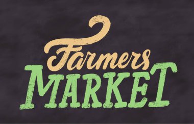 Çiftçi pazarı. Tebeşir tahtası vektör işareti.