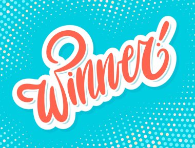 Kazandım. Vektör harf pankartı.