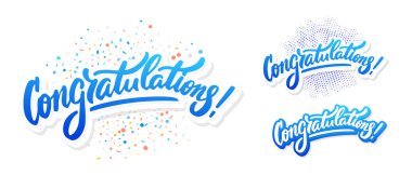 Congratulations. Greeting banners set. Vector lettering. clipart