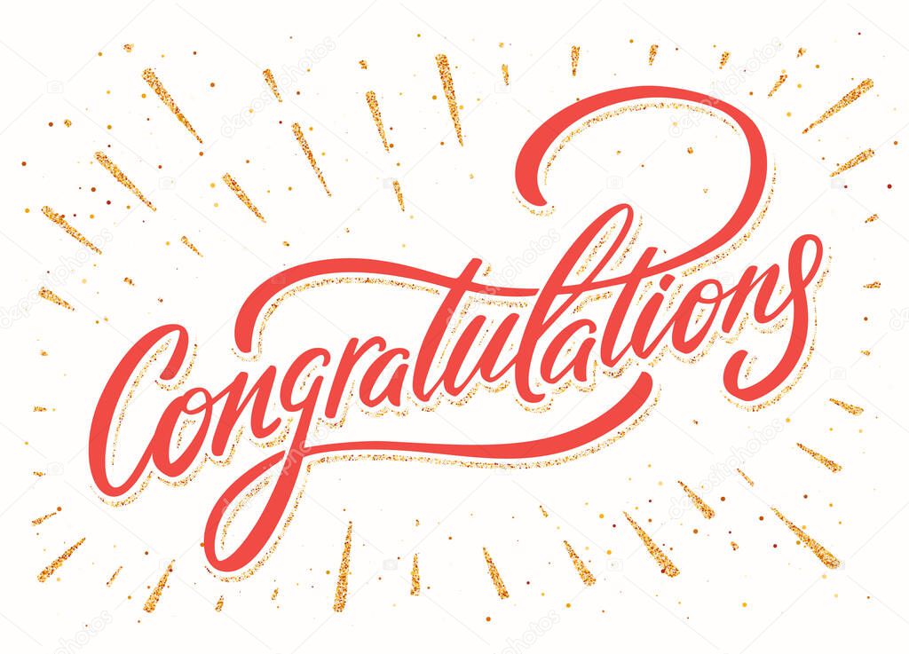 Congratulations. Vector hand drawn lettering banner.