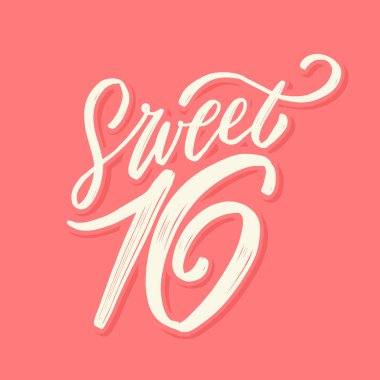 16. yaş. Vektör harfli doğum günü afişi.