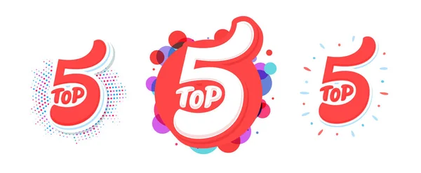 Top 5. Vector icons. Hand-drawn vector illustration. — Stock Vector
