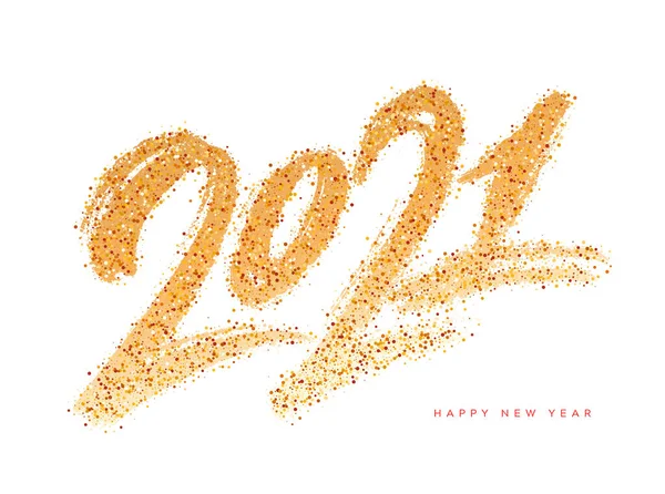 2021. Buon anno nuovo.Biglietto di auguri con scritte glitter in oro vettoriale. — Vettoriale Stock