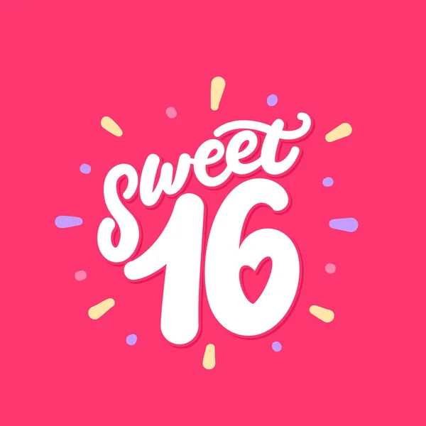 Doce 16. Vector lettering aniversário banner. — Vetor de Stock