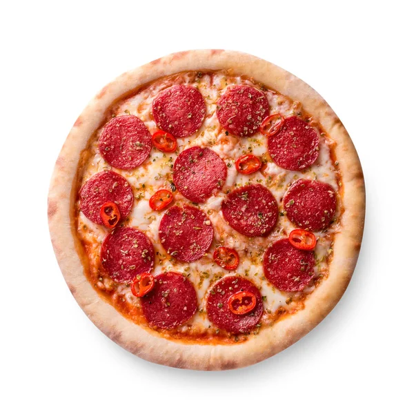 Тонконарізані пеперони - популярна піца в американських піцеріях. — стокове фото