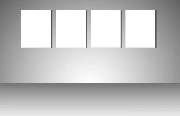 Carteles blancos vacíos sobre fondo gris —  Fotos de Stock