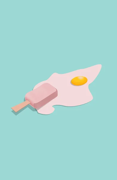 冰淇淋配煎蛋。最小的概念。流行艺术 — 图库照片
