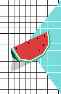 Karpuz dilimleri damalı arka plan üzerinde. Seamless modeli.