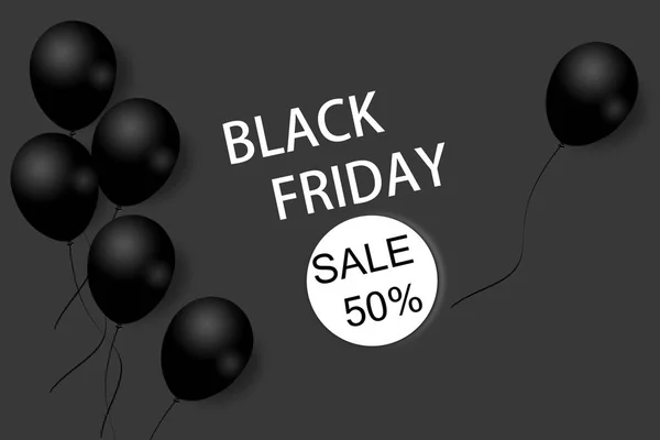 Black Friday modelo de fundo venda. Fundo escuro com balões pretos para oferta de desconto sazonal. Ilustração . — Fotografia de Stock