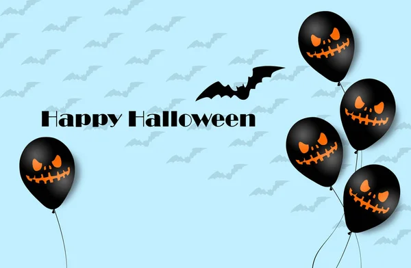 Banner de Halloween con globos fantasma de Halloween. Globos de aire aterradores. Ilustración. Patrón — Foto de Stock