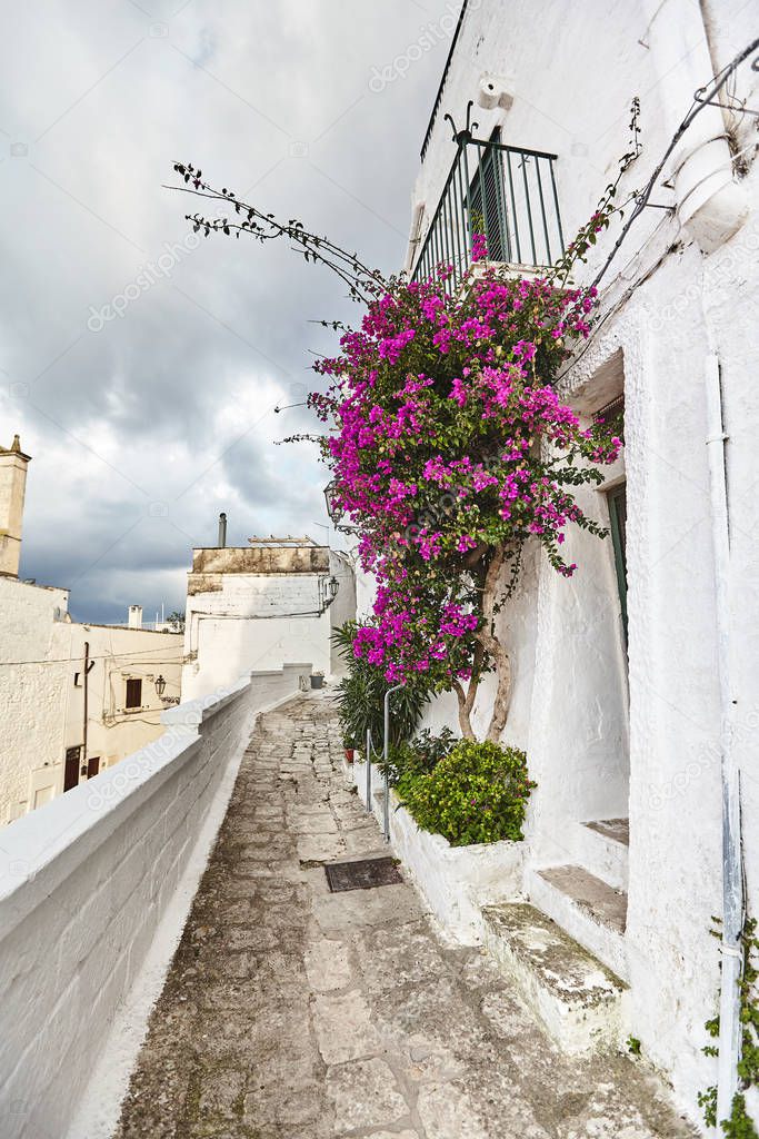 Wonderful architecture of the old town Ostuni, Bari, Italy.