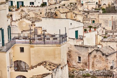 Matera antik kentinin nefes kesen manzarası, Güney İtalya.