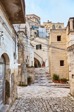 Matera antik kentinin nefes kesen manzarası, Güney İtalya.