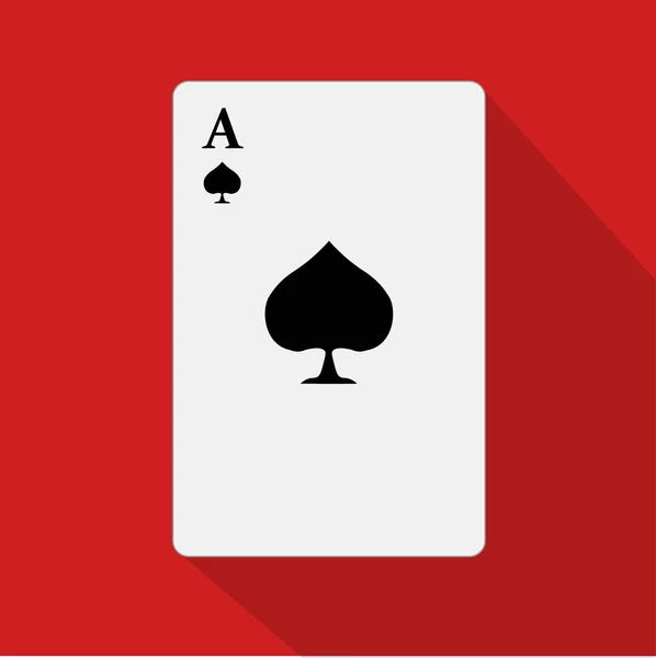 Ace of spades on a red background. Ilustración de vectores. Cierre. Juegos de entretenimiento, póquer, casino. concepto. — Vector de stock