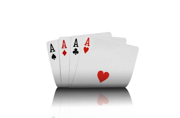 Close-up photo of four aces isolated on white background. Playing cards. Gambling entertainment. — Stock Photo, Image