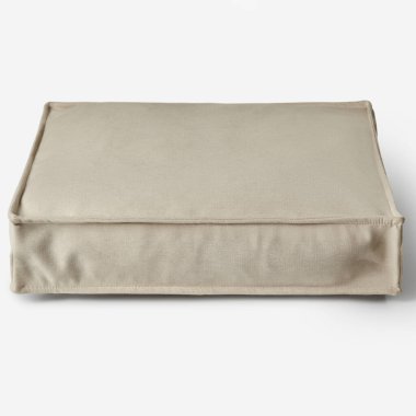 Beyaz arka planda izole edilmiş basit, rahat bir evcil hayvan yatağı. Evcil hayvan ürünlerini sergilemek ya da evcil hayvan rahatlığını desteklemek için mükemmel.