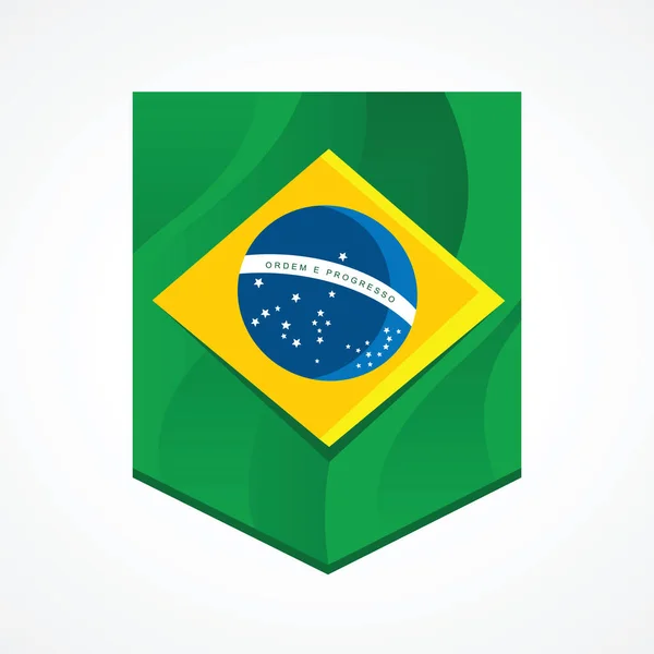 Bandera Brasil Dentro Una Flamula — Vector de stock