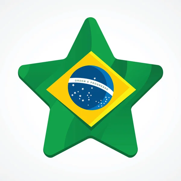 Bandeira Brasil Dentro Uma Estrela — Vetor de Stock