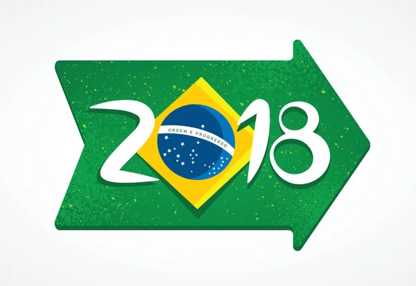 Brasilien Flagga Med Bokstäver 2018 Inuti Pil — Stock vektor