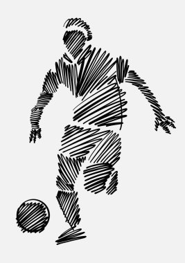 Işık arka siyah kroki formatında futbol oyuncusu çizim