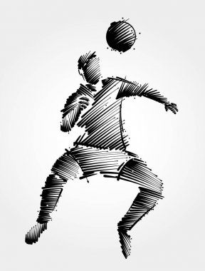 futbol oyuncusu topu kafa Zıplama.