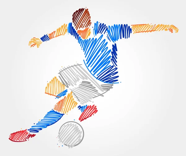 Soccer player making a sharp move to catch the ball — Stock Vector