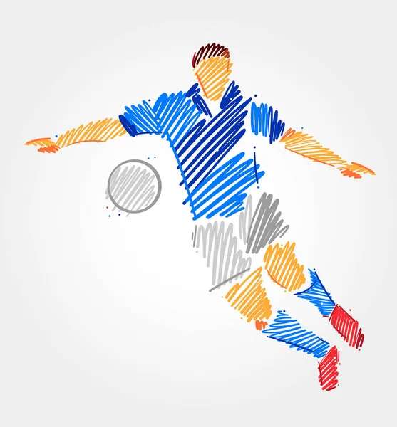 Jugador de fútbol preparado para patear la pelota — Vector de stock