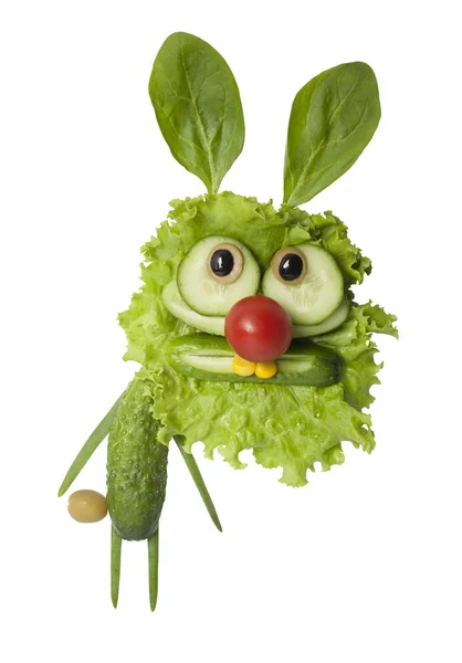 Legrační Králík Zelené Zeleniny Bílém Pozadí — Stock fotografie