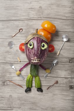 Cook sebze çevresindeki mutfak araçları ile oluşturulan