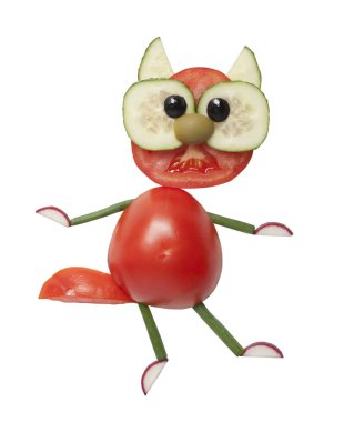 Taze sebze ile yapılan kedi dans