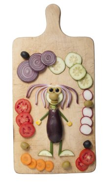 Gemide taze sebze üzerinden derlenmiş adam şekil