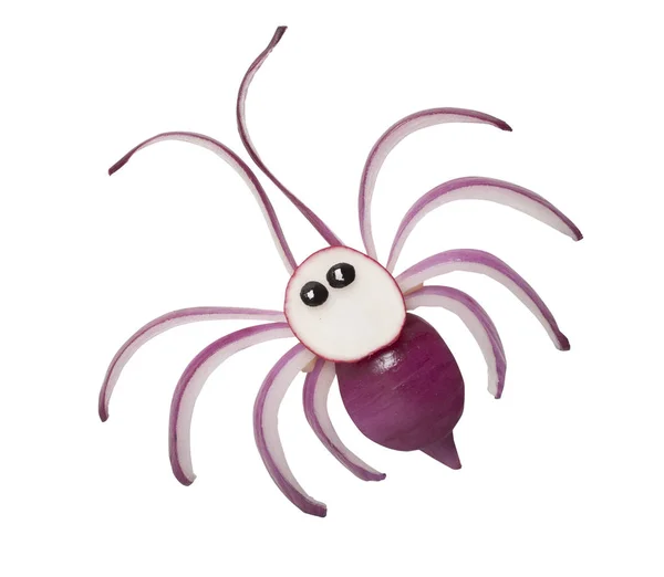 Spider Made Fresh Onion Isolated Background — Stock Photo, Image