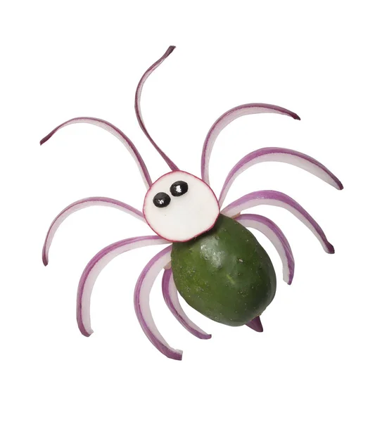 Spider Made Cucumber Radish Onion — Stock Photo, Image