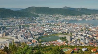 Norveç 'in Bergen şehrinin en iyi manzarası
