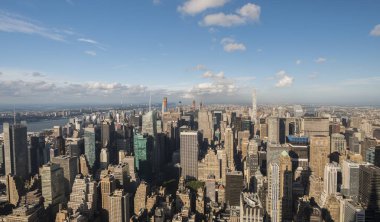 New York, Usa, Ekim 2018: Üst Manhattan, havadan görünümü açık güneşli bir günde, Central Park'ta görünür mesafe