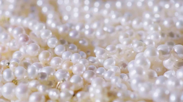 Fondo de joyería. Collar de perlas blancas de elección real — Foto de Stock