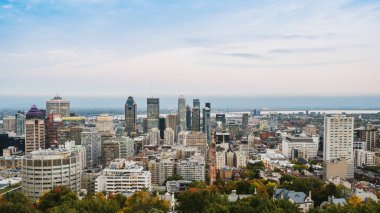 City of Montreal Kanada, akşam gün batımına bakış