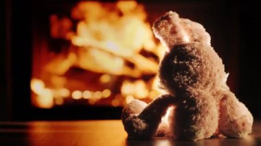 Sevimli peluş tavşan şömine Ekle yangında hayran