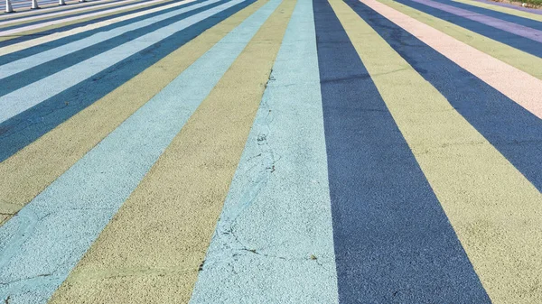 Stadium covering colored stripes, clear summer day — Stock Photo, Image
