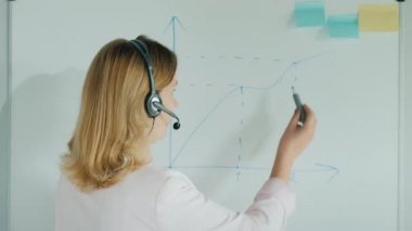 Kulaklıklı öğretmen güverteye grafik çizdi