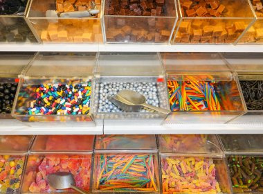 Renkli şeker şeker karışımı