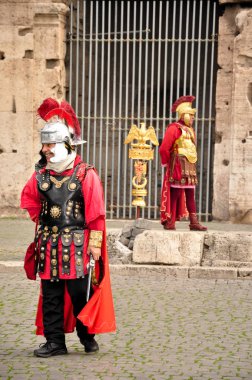 aktörler Gladyatörler giyinmiş Roma Kolezyum Roma İtalya, 19 Ocak 2011 kostümleri