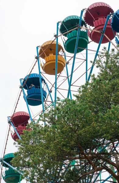 Yaz Aylarında Lunaparktaki Dönme Dolap — Stok fotoğraf