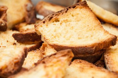 kızarmış ekmek yakın çekim parçaları